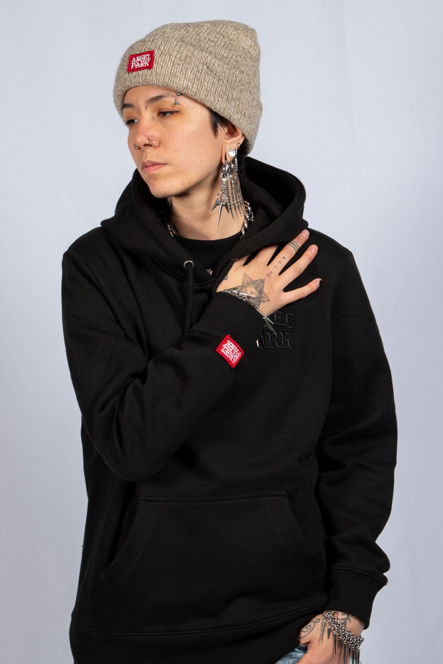 BLK EMBROIDERED HOODIE